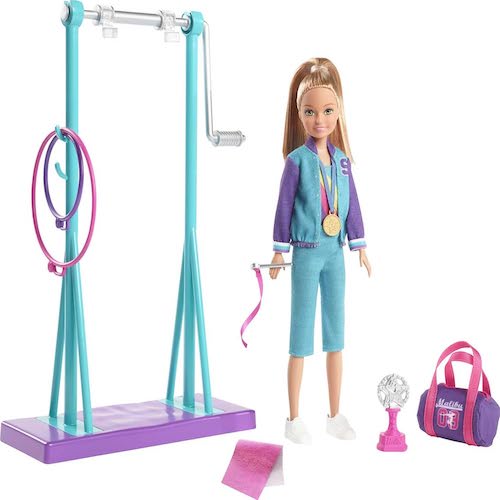 Barbie Team Stacie™ Doll and Gymnastics Playset with Spinning Bar and 7 Themed Accessories for 3 to 7 Year Olds