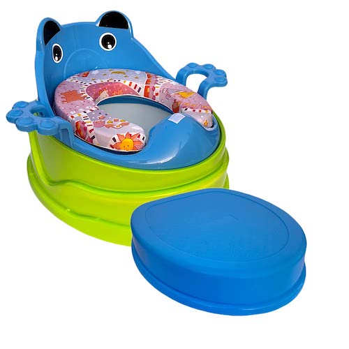 Poo Poo 4 in 1 Cushioned Potty Seat, Toilet Seat with Handle for Kids with Removable Bowl , Adaptable Potty Seat Base and Potty Stool For STEP UP Kids Potty Chair