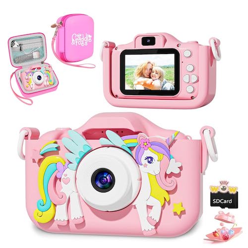 CADDLE & TOES Kids Camera for Girls Boys,Kids Selfie Camera 13MP 1080P HD Digital Video Camera for Toddler,Christmas Birthday Gifts for 4+ to15 Years Old Children (Fly-Unicorn Pink)