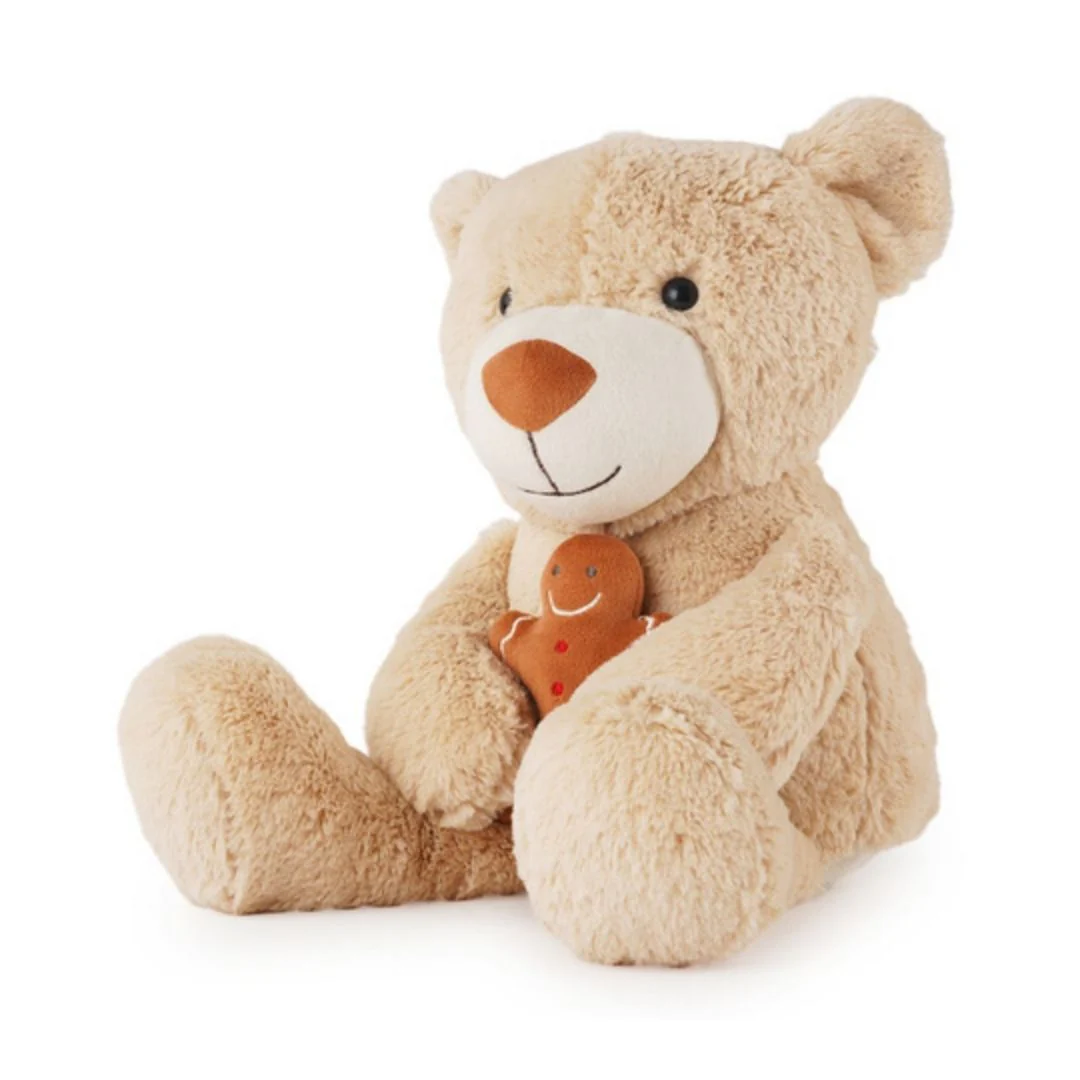 The Teddy Bear Fluffy Taupe Bear with Gingerbread