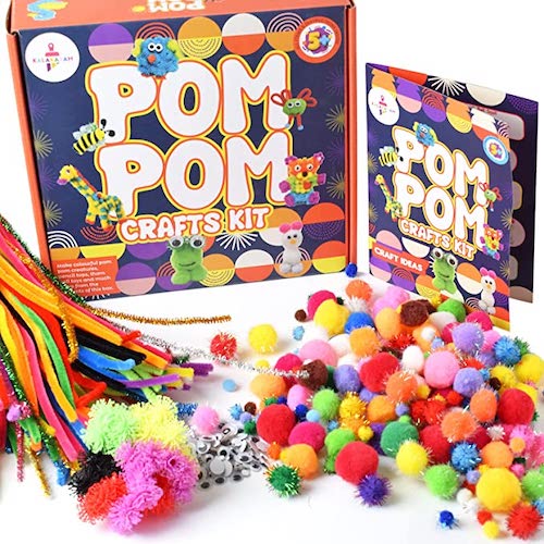 Kalakaram Pom Pom Crafts Kit for Kids, DIY Fun Activity for Kids 5 Year Old, DIY Hobby Crafts for Kids, Pom Pom Activity Kits, Multi Color, Art Craft Kit for Kids, Pack of 270 Pieces