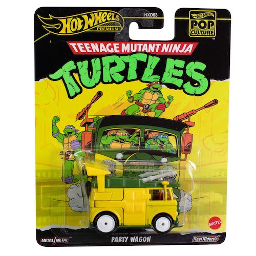 Hot Wheels Premium Toy Car TMNT Party Wagon, 1:64 Scale Die-Cast Replica from Popular Movie (Styles May Vary)