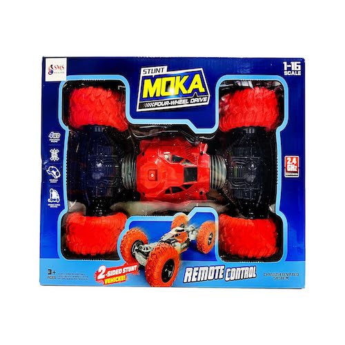 TOY KINGDOM Stunt Moka Four Wheel Drive 4wd High Speed Racing, Full Function, Go Lip Hill Easily, Dolible- Sided Driving Flip Over Driving After an Impact Chassis Elevated System (Red)