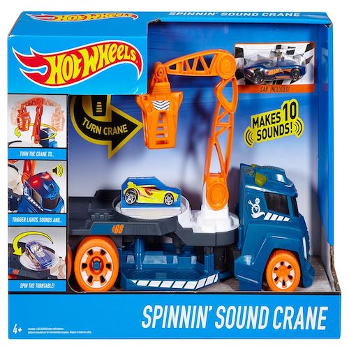 Hot Wheels Spinning Sound Crane Vehicle, Multi Color (DJC70)