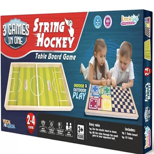 KrocieToys 3 in 1 String Hockey Table Board Game with Chess Board Game Accessories